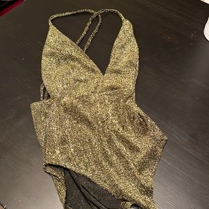 Glitter gold bodysuit never worn